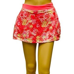 Zelos Skirt Skort Neon Pink Tropical Golf Tennis Pull On Back/ Tiered M NWOT